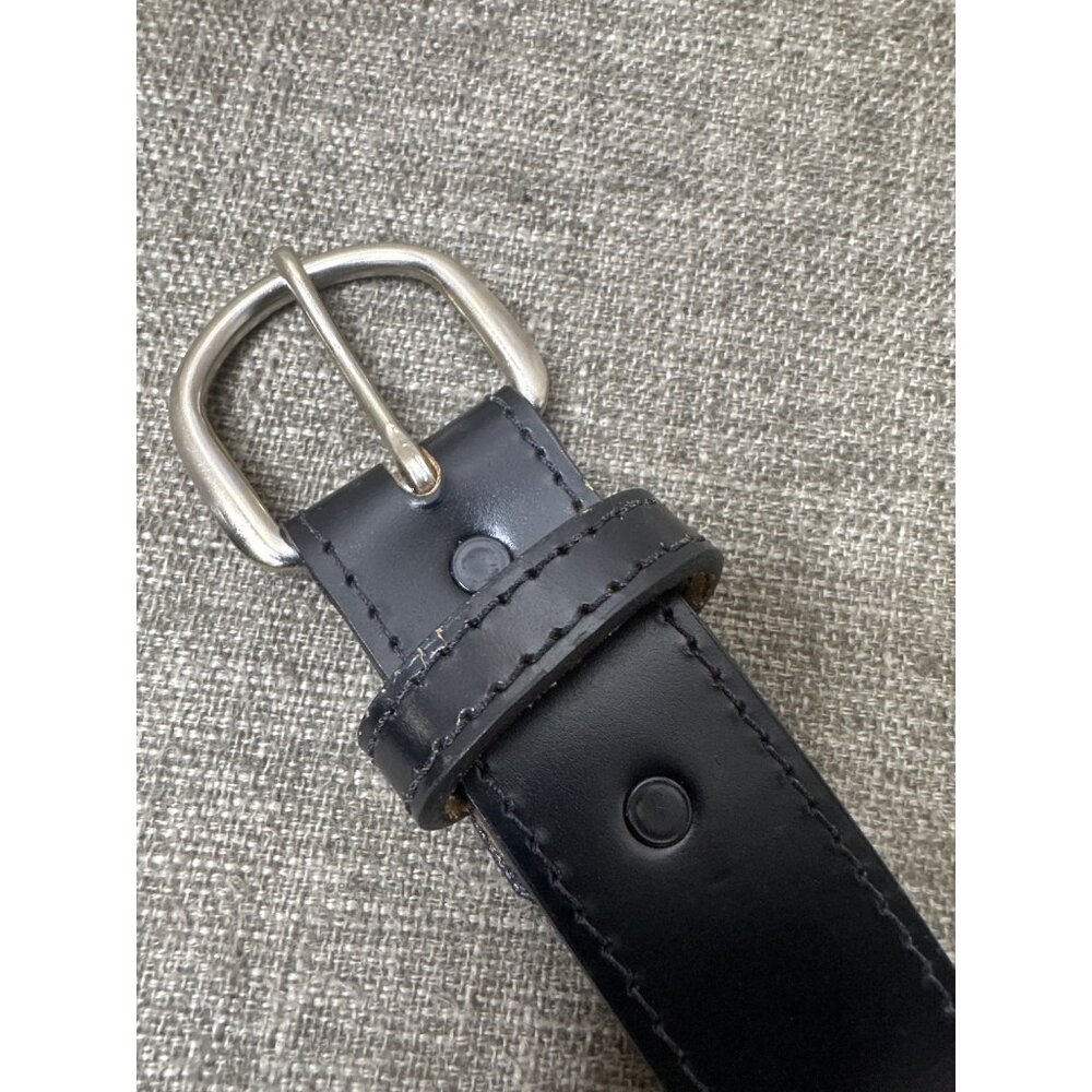 Mens Full Grain Leather Black Belt With Silver Tone Buckle Size 48 Dress Casual - Picture 4 of 5